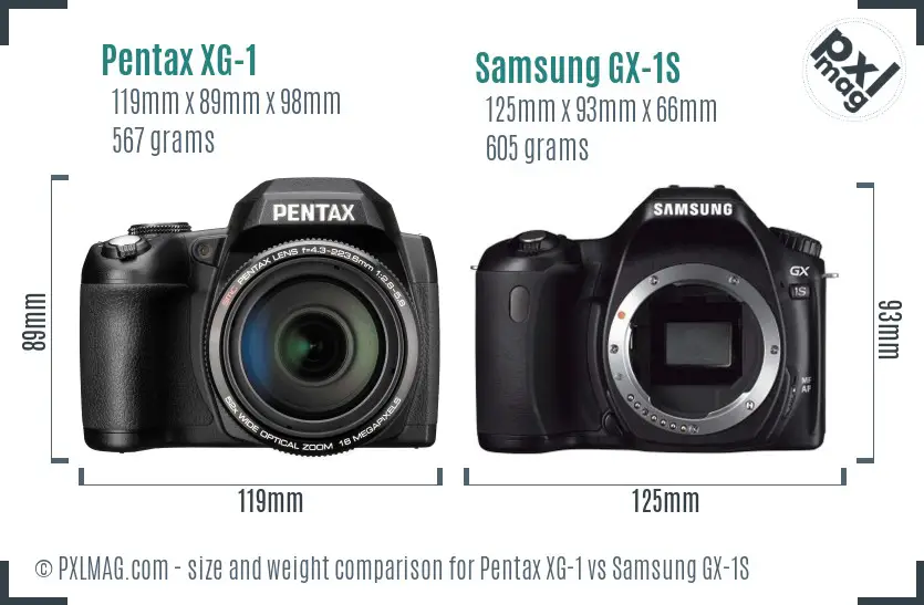 Pentax XG-1 vs Samsung GX-1S size comparison