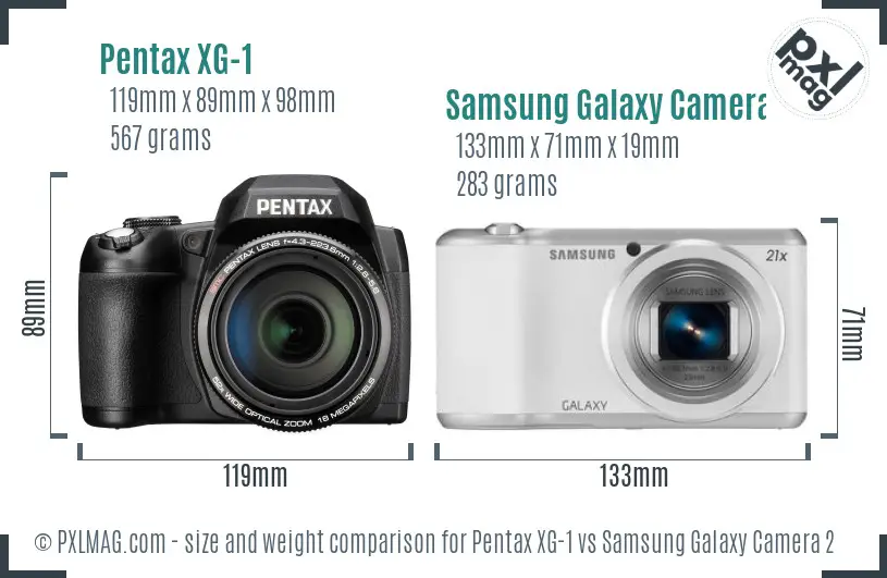 Pentax XG-1 vs Samsung Galaxy Camera 2 size comparison