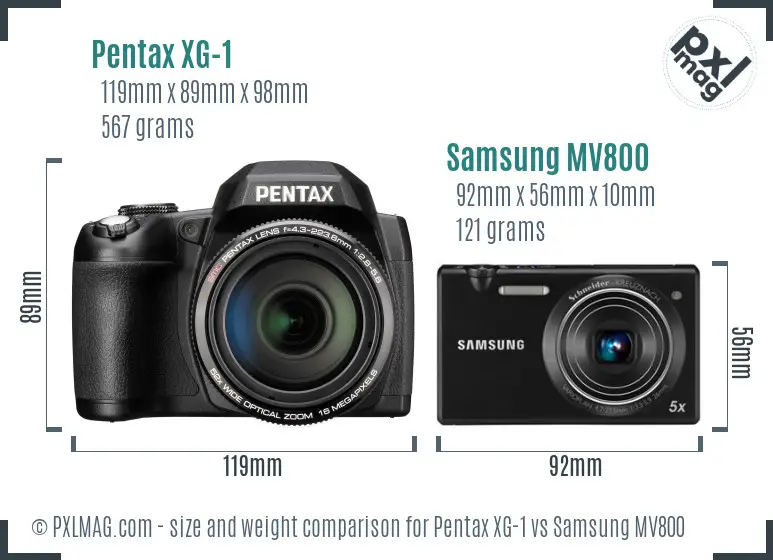 Pentax XG-1 vs Samsung MV800 size comparison