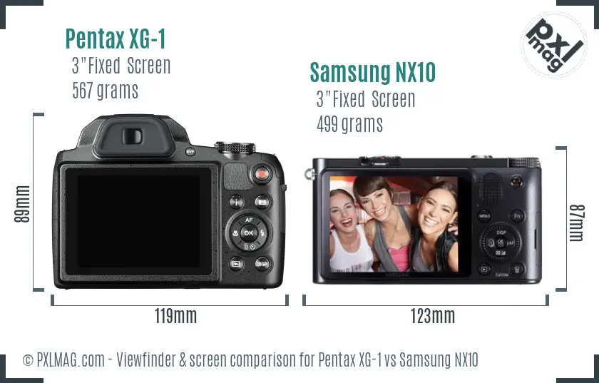 Pentax XG-1 vs Samsung NX10 Screen and Viewfinder comparison