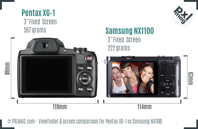 Pentax XG-1 vs Samsung NX1100 Screen and Viewfinder comparison