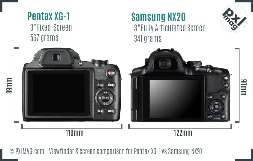 Pentax XG-1 vs Samsung NX20 Screen and Viewfinder comparison