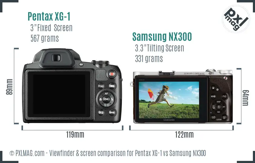Pentax XG-1 vs Samsung NX300 Screen and Viewfinder comparison