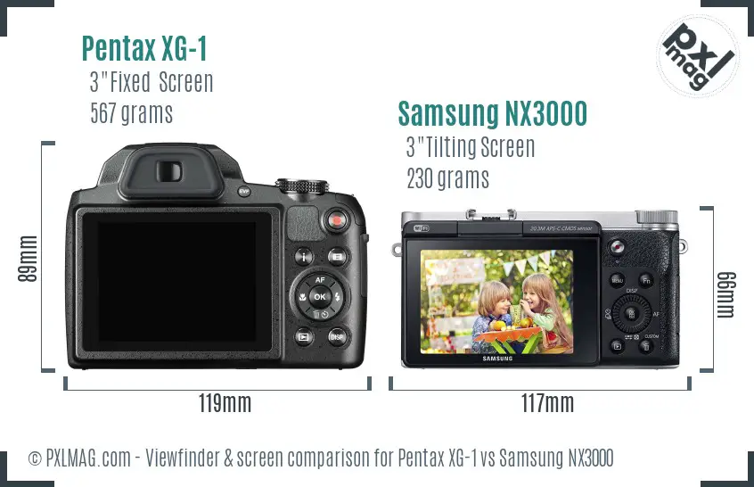 Pentax XG-1 vs Samsung NX3000 Screen and Viewfinder comparison