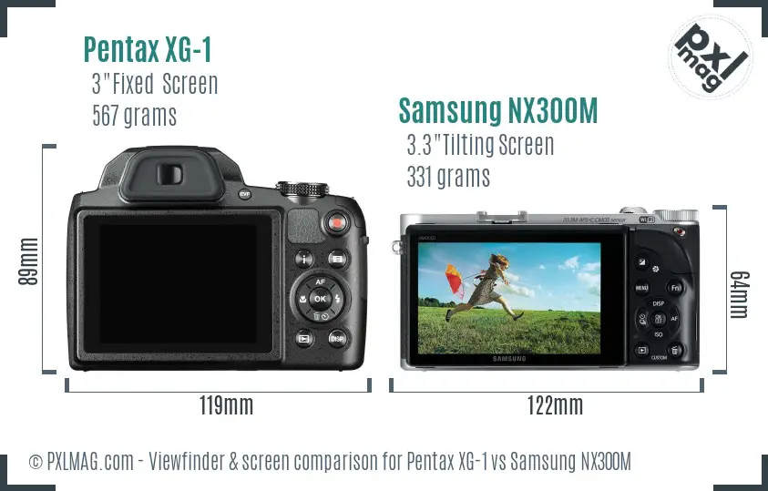 Pentax XG-1 vs Samsung NX300M Screen and Viewfinder comparison