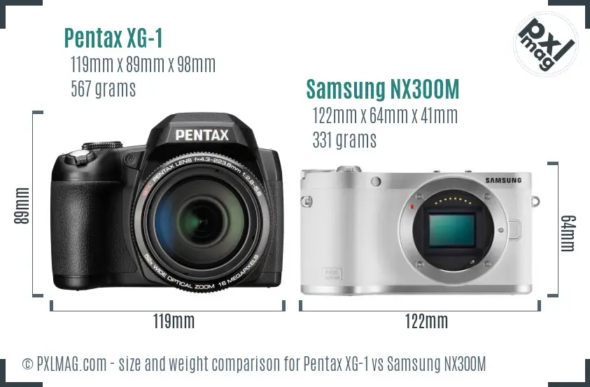 Pentax XG-1 vs Samsung NX300M size comparison