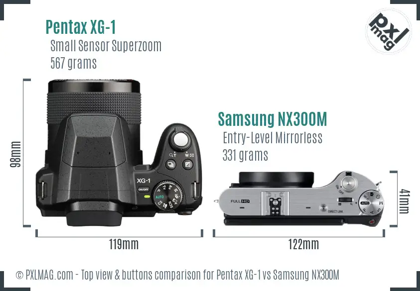 Pentax XG-1 vs Samsung NX300M top view buttons comparison