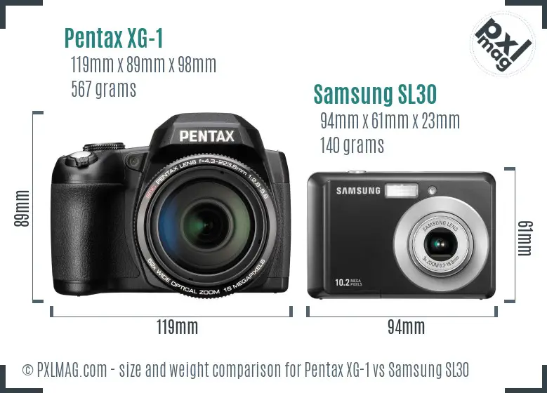 Pentax XG-1 vs Samsung SL30 size comparison