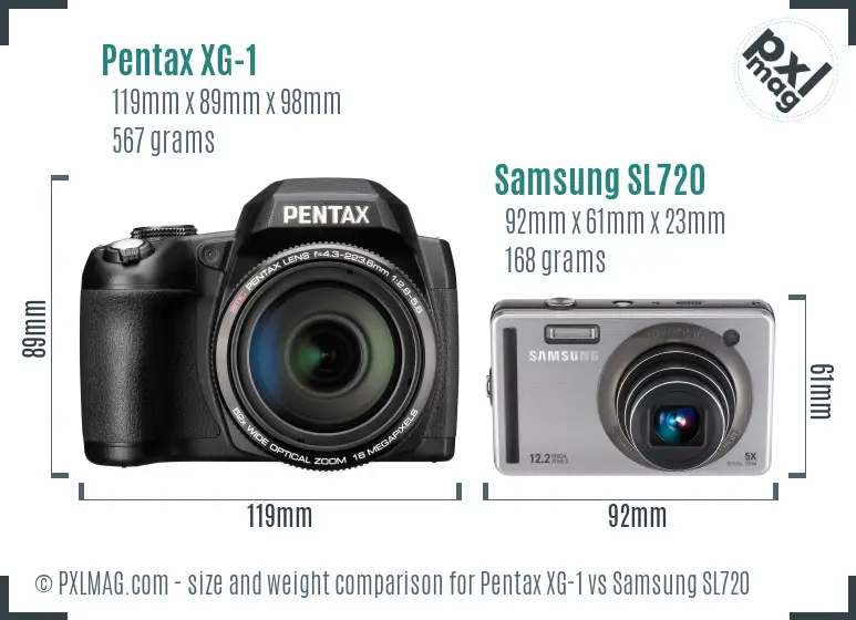 Pentax XG-1 vs Samsung SL720 size comparison