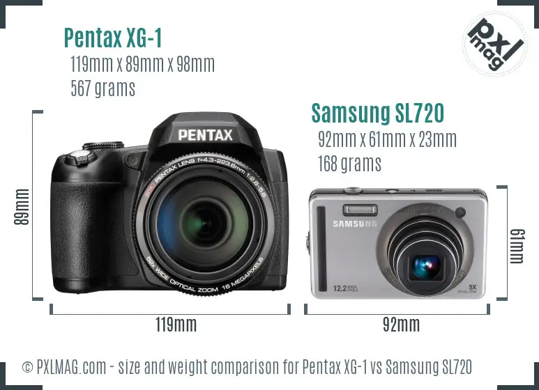 Pentax XG-1 vs Samsung SL720 size comparison Pentax XG-1 vs Samsung SL720 size comparison