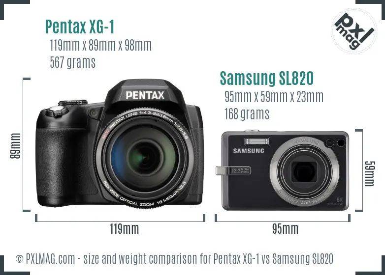 Pentax XG-1 vs Samsung SL820 size comparison