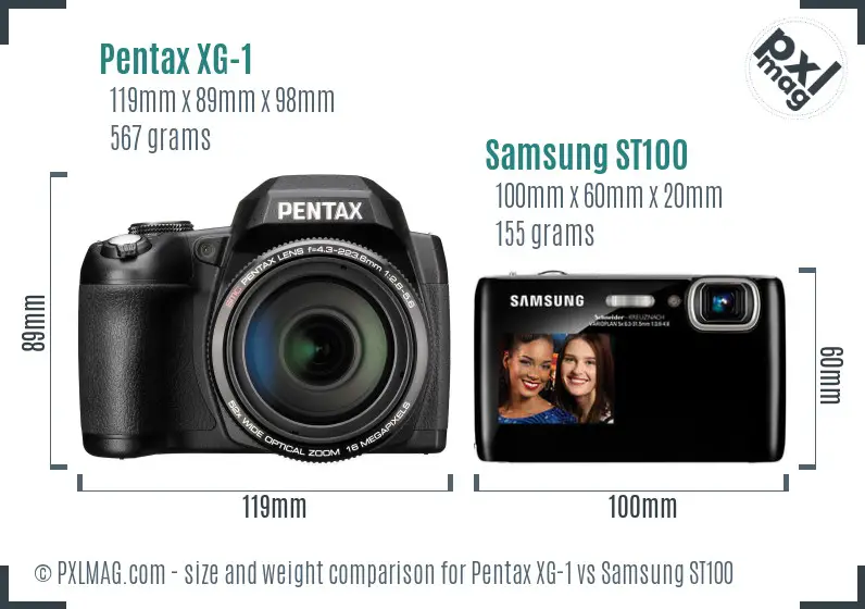 Pentax XG-1 vs Samsung ST100 size comparison