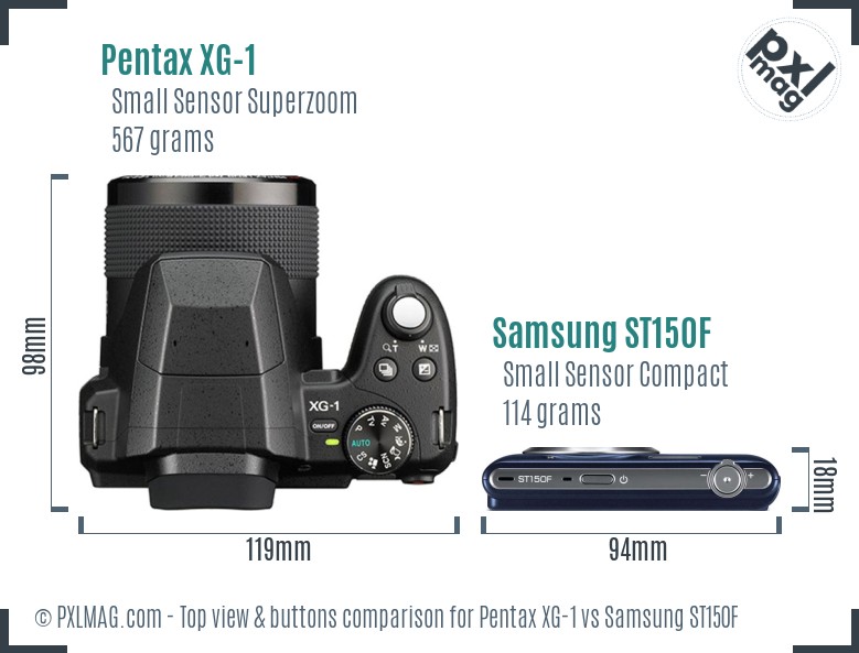 Pentax XG-1 vs Samsung ST150F top view buttons comparison