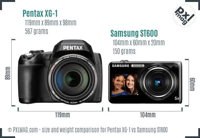 Pentax XG-1 vs Samsung ST600 size comparison