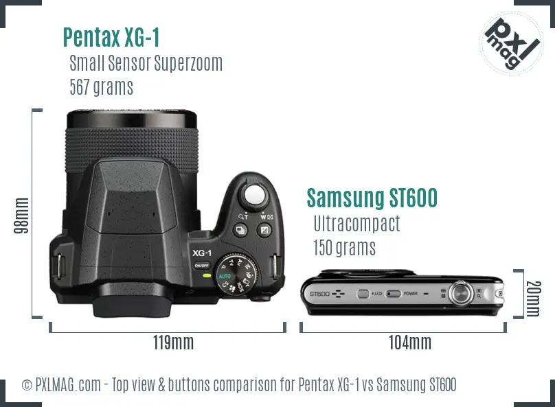 Pentax XG-1 vs Samsung ST600 top view buttons comparison