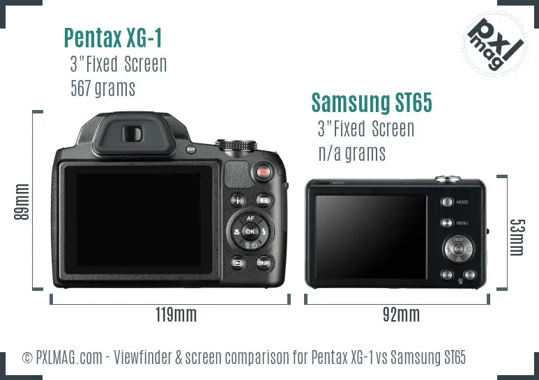 Pentax XG-1 vs Samsung ST65 Screen and Viewfinder comparison