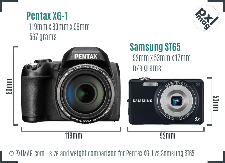 Pentax XG-1 vs Samsung ST65 size comparison