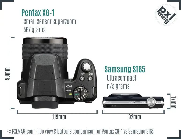 Pentax XG-1 vs Samsung ST65 top view buttons comparison