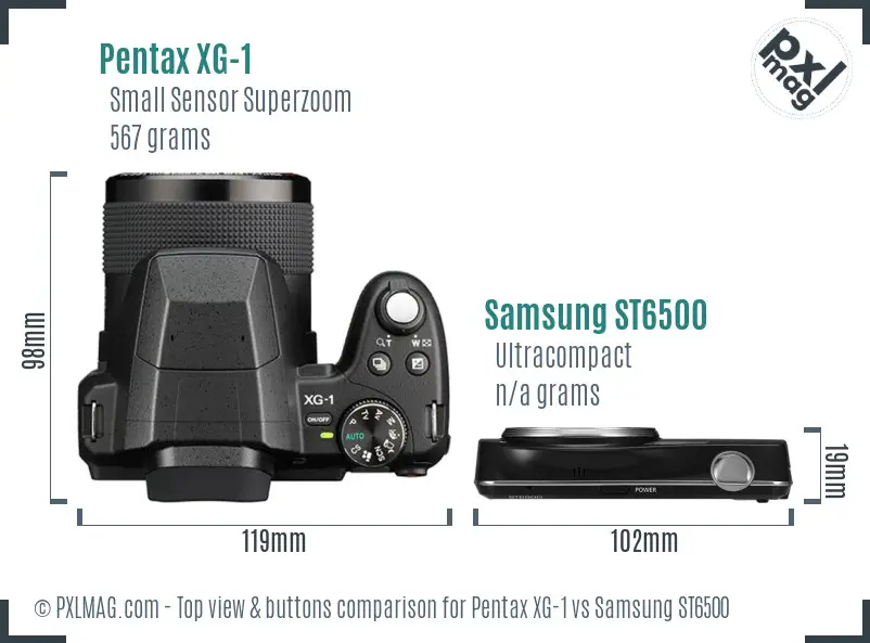 Pentax XG-1 vs Samsung ST6500 top view buttons comparison