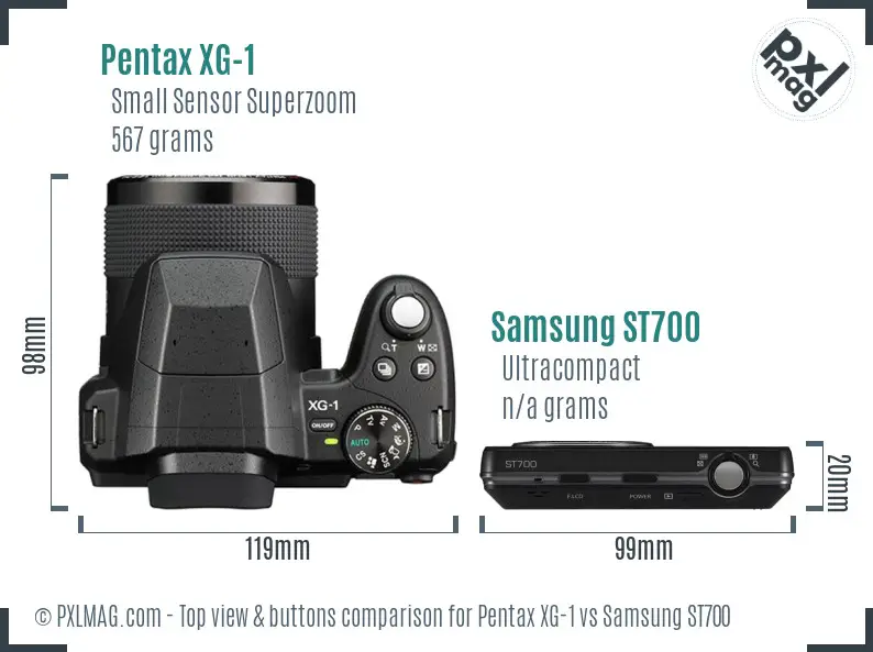 Pentax XG-1 vs Samsung ST700 top view buttons comparison