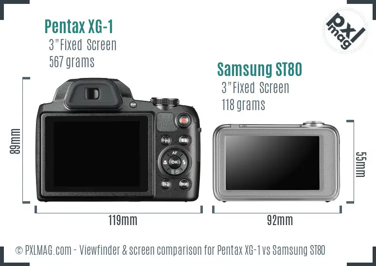 Pentax XG-1 vs Samsung ST80 Screen and Viewfinder comparison