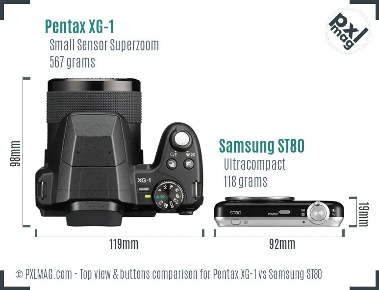 Pentax XG-1 vs Samsung ST80 top view buttons comparison