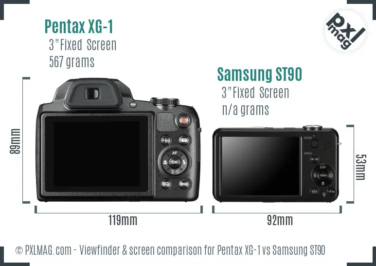Pentax XG-1 vs Samsung ST90 Screen and Viewfinder comparison