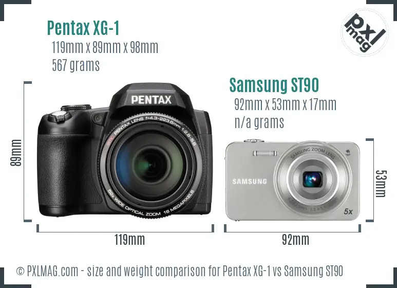 Pentax XG-1 vs Samsung ST90 size comparison
