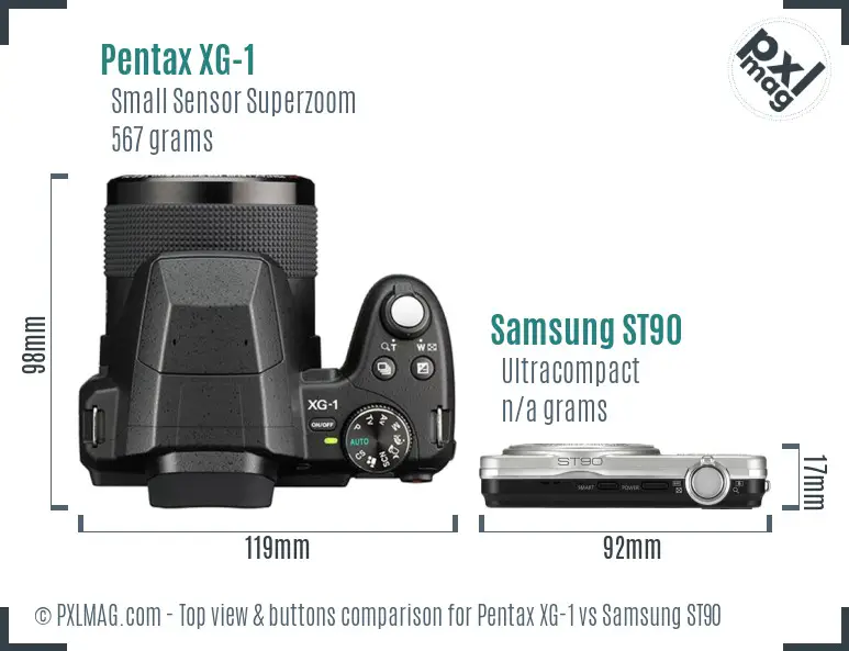 Pentax XG-1 vs Samsung ST90 top view buttons comparison