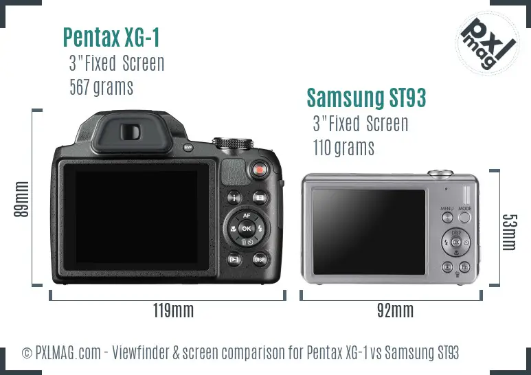Pentax XG-1 vs Samsung ST93 Screen and Viewfinder comparison Pentax XG-1 vs Samsung ST93 Screen and Viewfinder comparison
