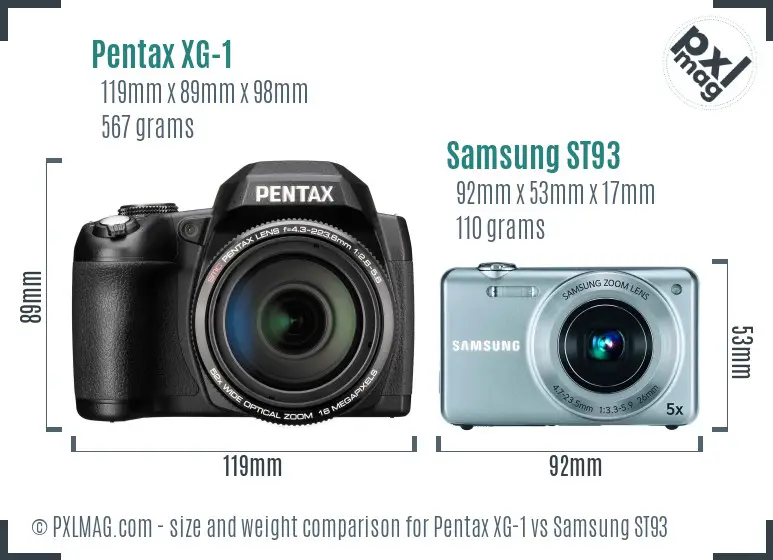 Pentax XG-1 vs Samsung ST93 size comparison Pentax XG-1 vs Samsung ST93 size comparison