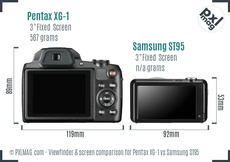 Pentax XG-1 vs Samsung ST95 Screen and Viewfinder comparison