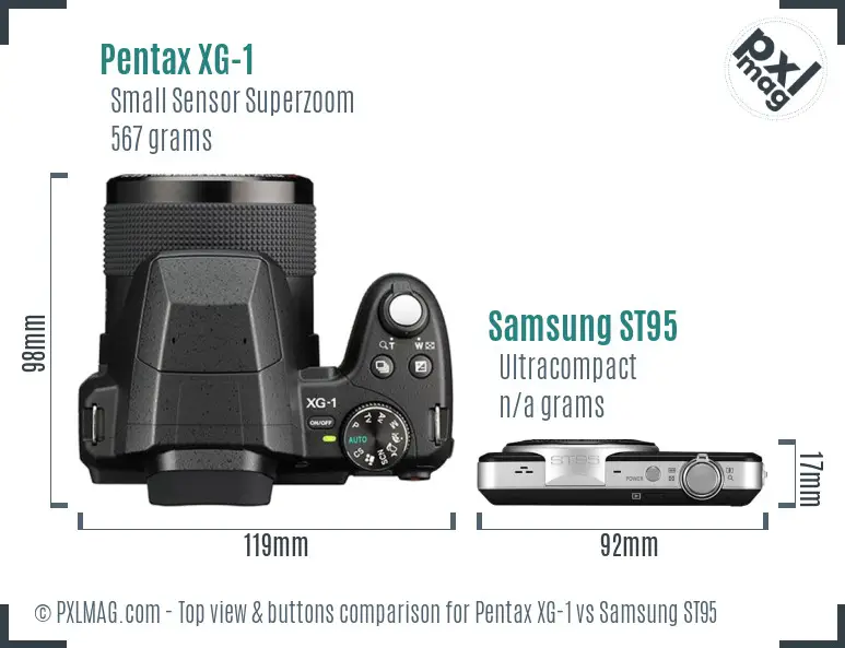 Pentax XG-1 vs Samsung ST95 top view buttons comparison