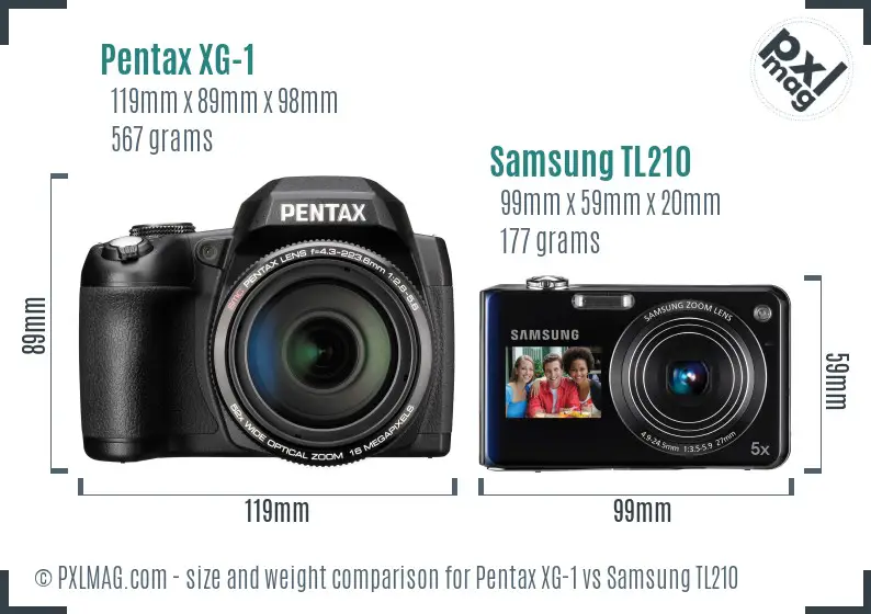Pentax XG-1 vs Samsung TL210 size comparison