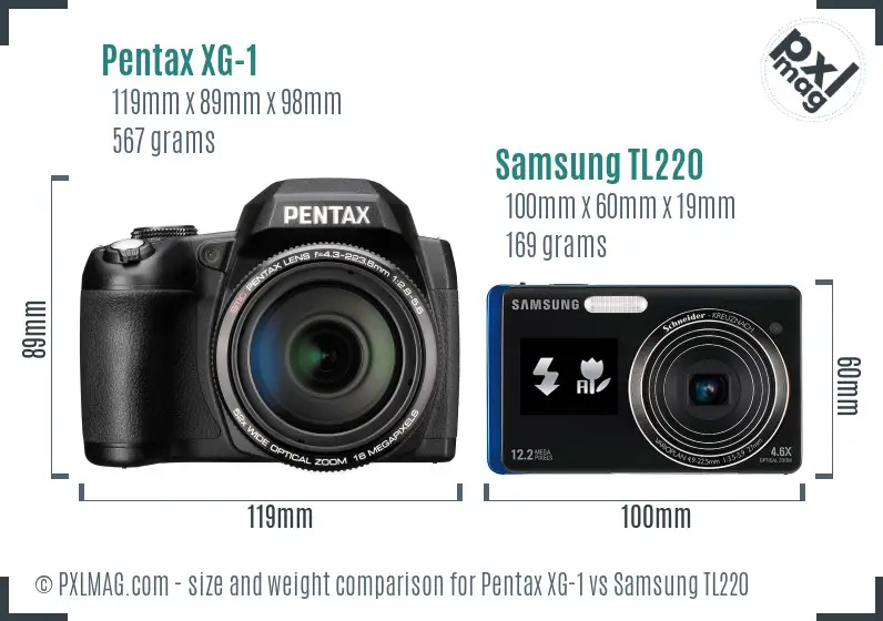 Pentax XG-1 vs Samsung TL220 size comparison