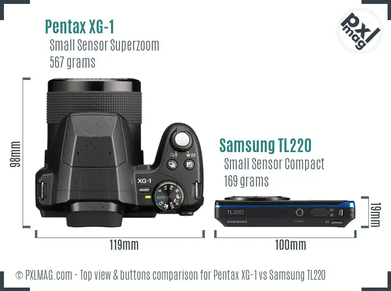 Pentax XG-1 vs Samsung TL220 top view buttons comparison