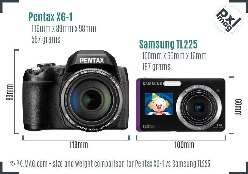 Pentax XG-1 vs Samsung TL225 size comparison