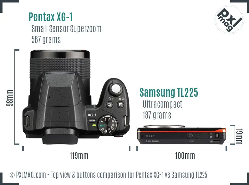 Pentax XG-1 vs Samsung TL225 top view buttons comparison