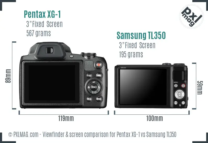 Pentax XG-1 vs Samsung TL350 Screen and Viewfinder comparison