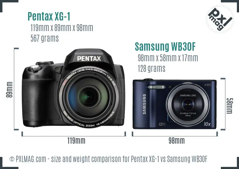 Pentax XG-1 vs Samsung WB30F size comparison