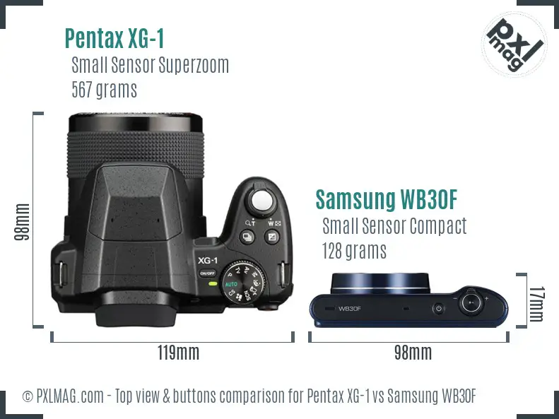 Pentax XG-1 vs Samsung WB30F top view buttons comparison