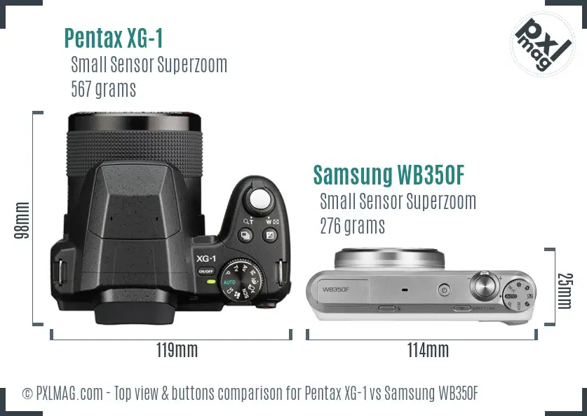 Pentax XG-1 vs Samsung WB350F top view buttons comparison