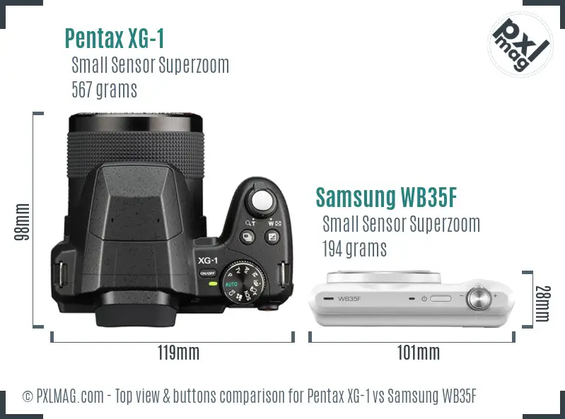 Pentax XG-1 vs Samsung WB35F top view buttons comparison