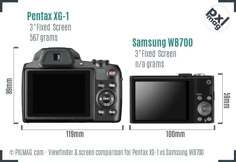 Pentax XG-1 vs Samsung WB700 Screen and Viewfinder comparison
