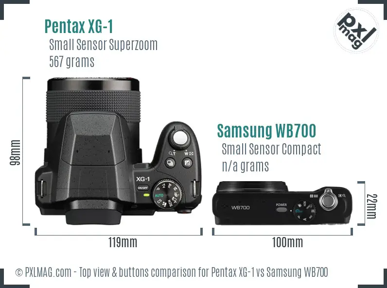 Pentax XG-1 vs Samsung WB700 top view buttons comparison