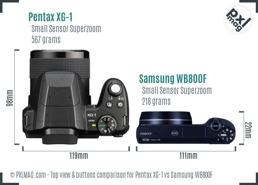 Pentax XG-1 vs Samsung WB800F top view buttons comparison