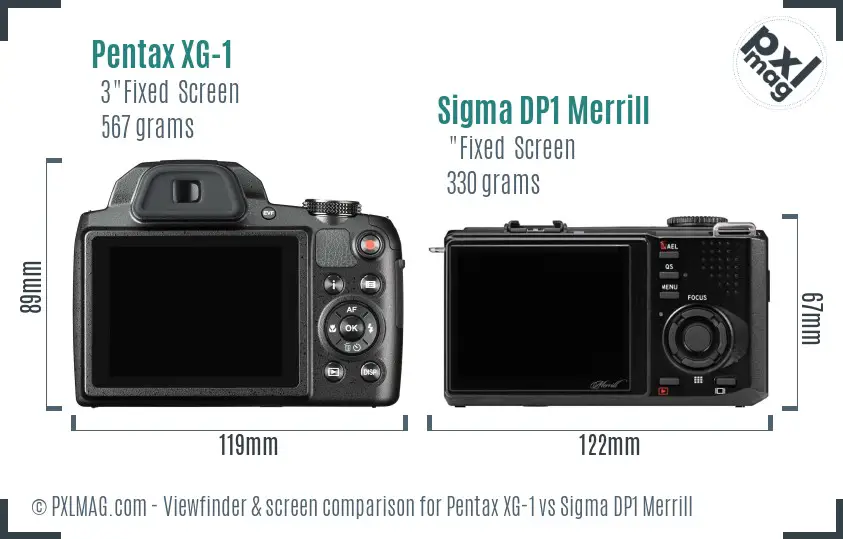 Pentax XG-1 vs Sigma DP1 Merrill Screen and Viewfinder comparison