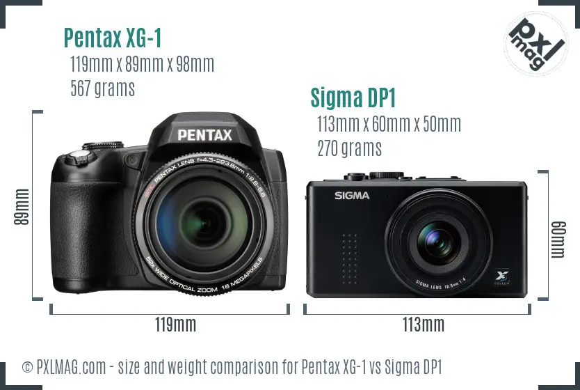 Pentax XG-1 vs Sigma DP1 size comparison