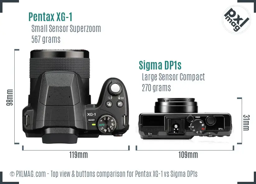 Pentax XG-1 vs Sigma DP1s top view buttons comparison