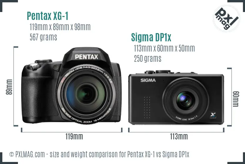 Pentax XG-1 vs Sigma DP1x size comparison